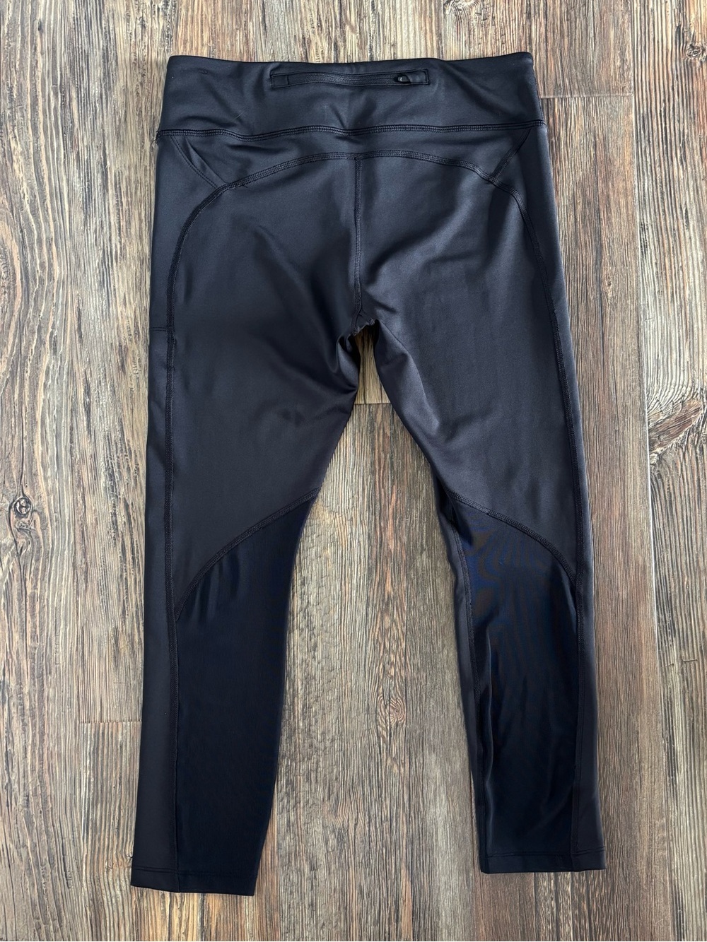 Nike Dri-Fit Cropped Leggings Capris Womens L Black Mesh Calve Panel Running - Picture 3 of 9